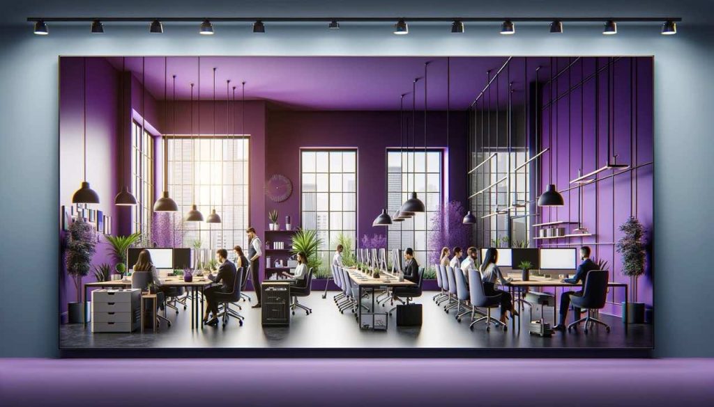 cat dinding kantor ungu